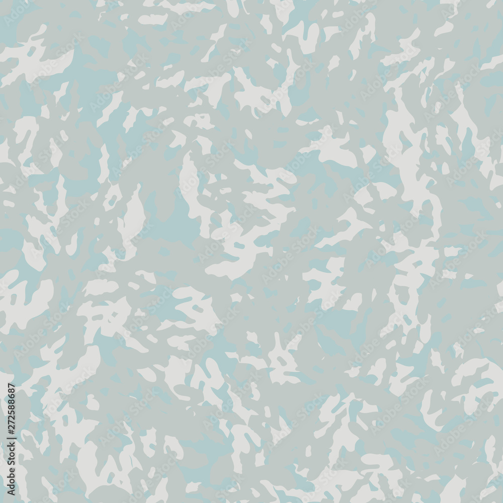 Winter camouflage of various shades of grey, blue and white colors