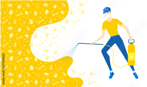 Pest control service banner template. Insect and bug.