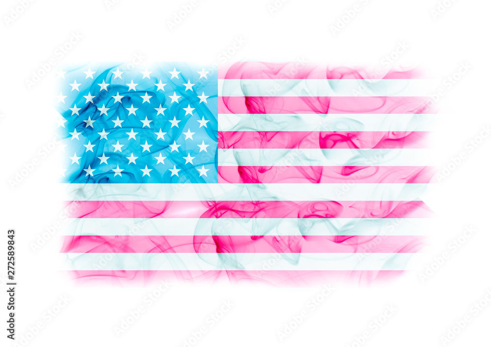 United States flag with smoke texture on white background United States flag with smoke texture on white background