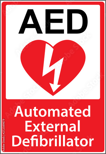 defibrillator emergency sign  D.A.E.  A.E.D. 