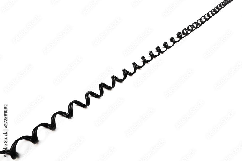 Black curl power cable socket isolated on white background Black curl power cable socket isolated on white background