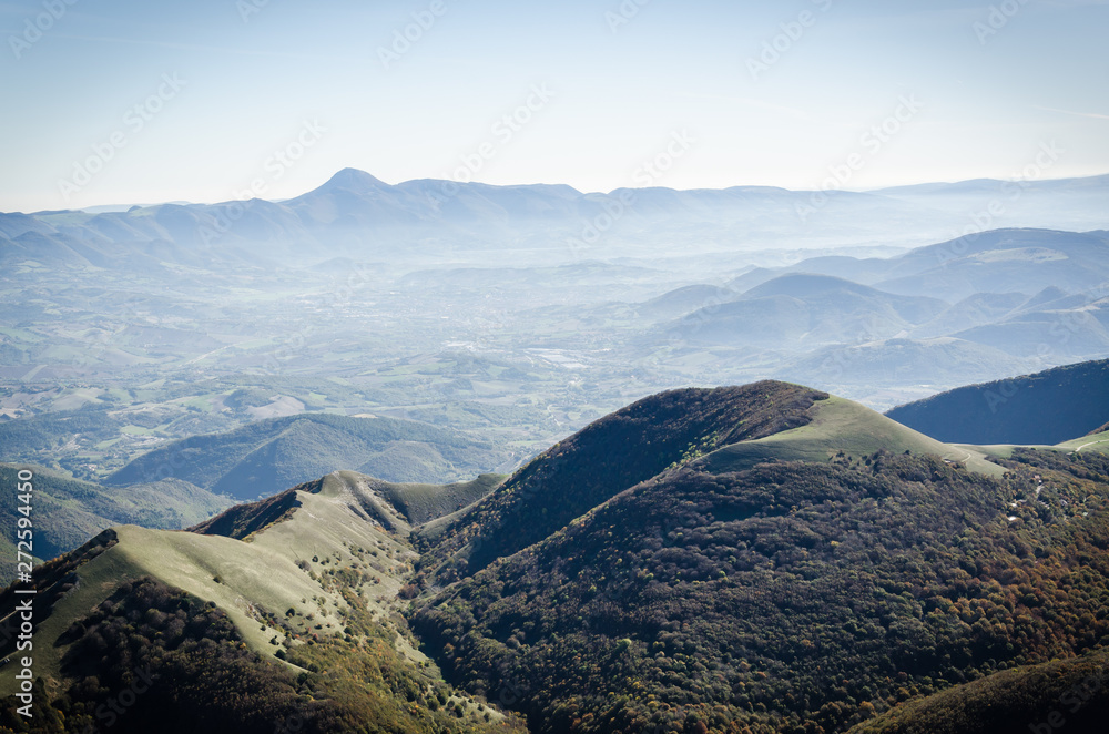 View of Landscape and Mountains from Mt. Cucco - Gubbio, Italy