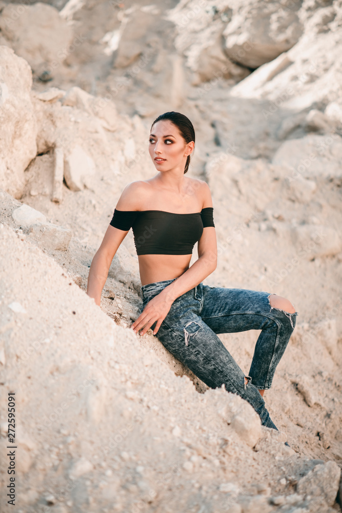 Girl in sand. Summer Girl in sand. Summer