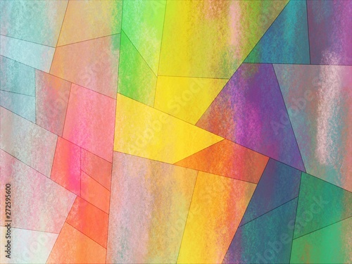 colorful geometric color block pattern background with rough chalk texture