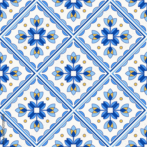 Traditional Portugal Lisbon azulejo ceramic tiles pattern.