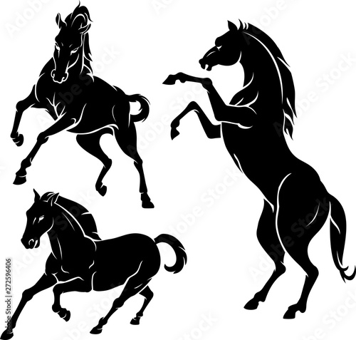 Fotografia Horse Silhouette Set of Three