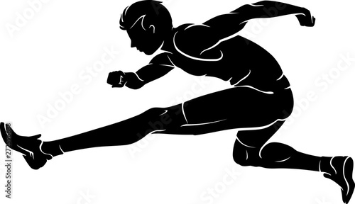 Hurdle Race Man or Parkour Silhouette