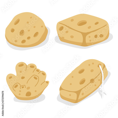 Sea sponges vector cartoon set isolated on a white background.