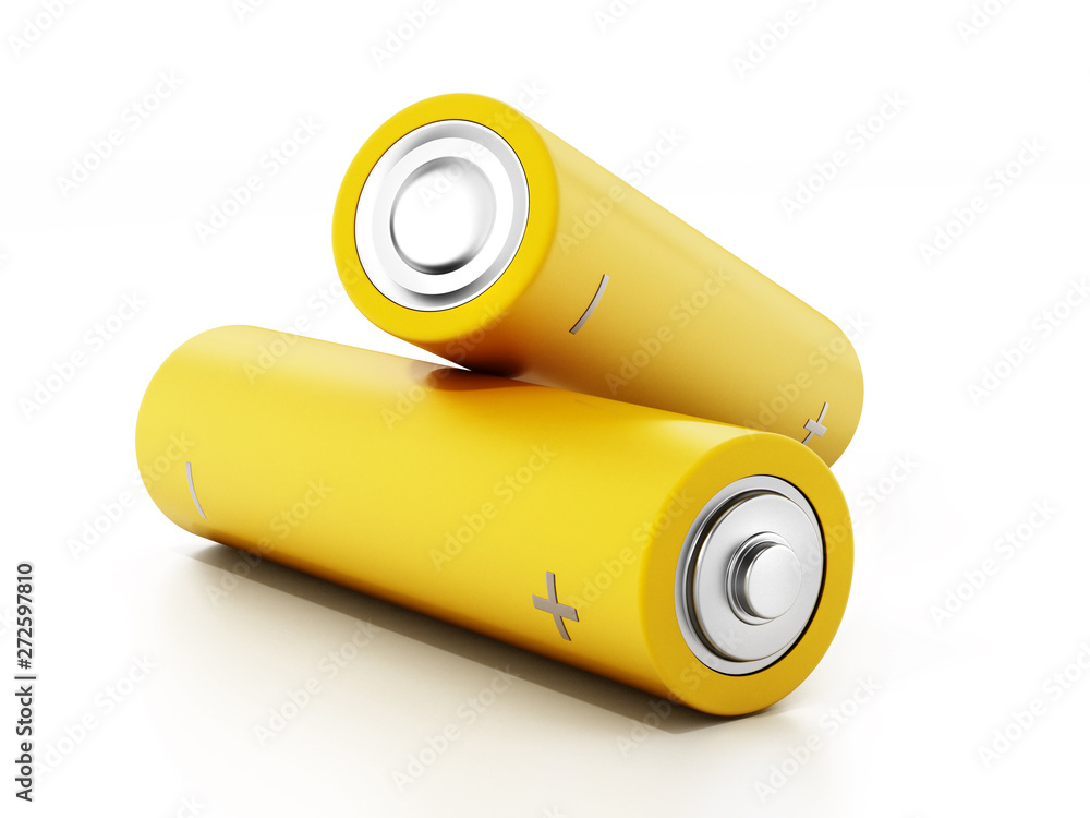 Generic AA batteries isolated on white background. 3D illustration Generic AA batteries isolated on white background. 3D illustration