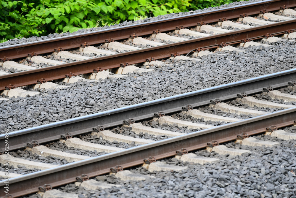 Railway lines in front of nature