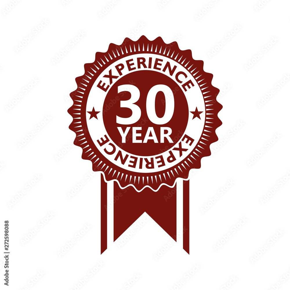 Label seal of 30 Year experience, 30 years experience red label Label seal of 30 Year experience, 30 years experience red label