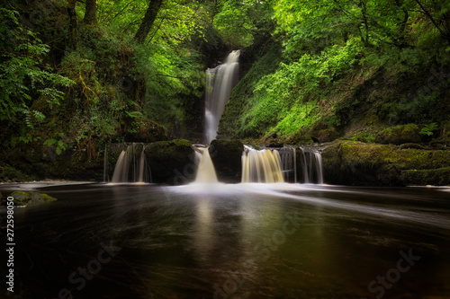 Sgwd Einion Gam Cascade Situated along the river above Sgwd Gwladus falls  Sgwd Einion Gam is a difficult waterfall to access in the South Wales area known as Waterfall Country.