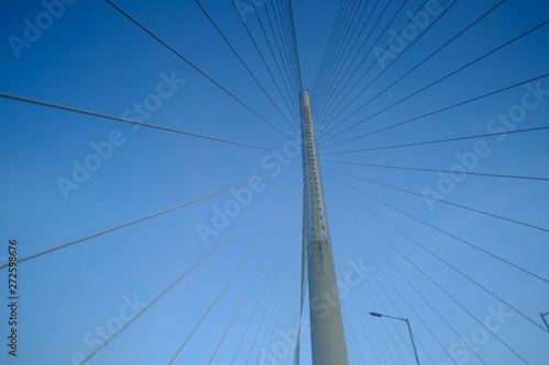 Abstract view of Bridge building architecture landmark with blue sky and cloud