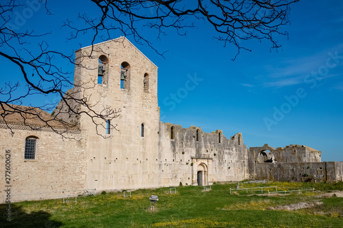 Abbey of the Most Holy Trinity in Venosa. View of unfinished church called Incompiuta. Basilicata region, Italy photo