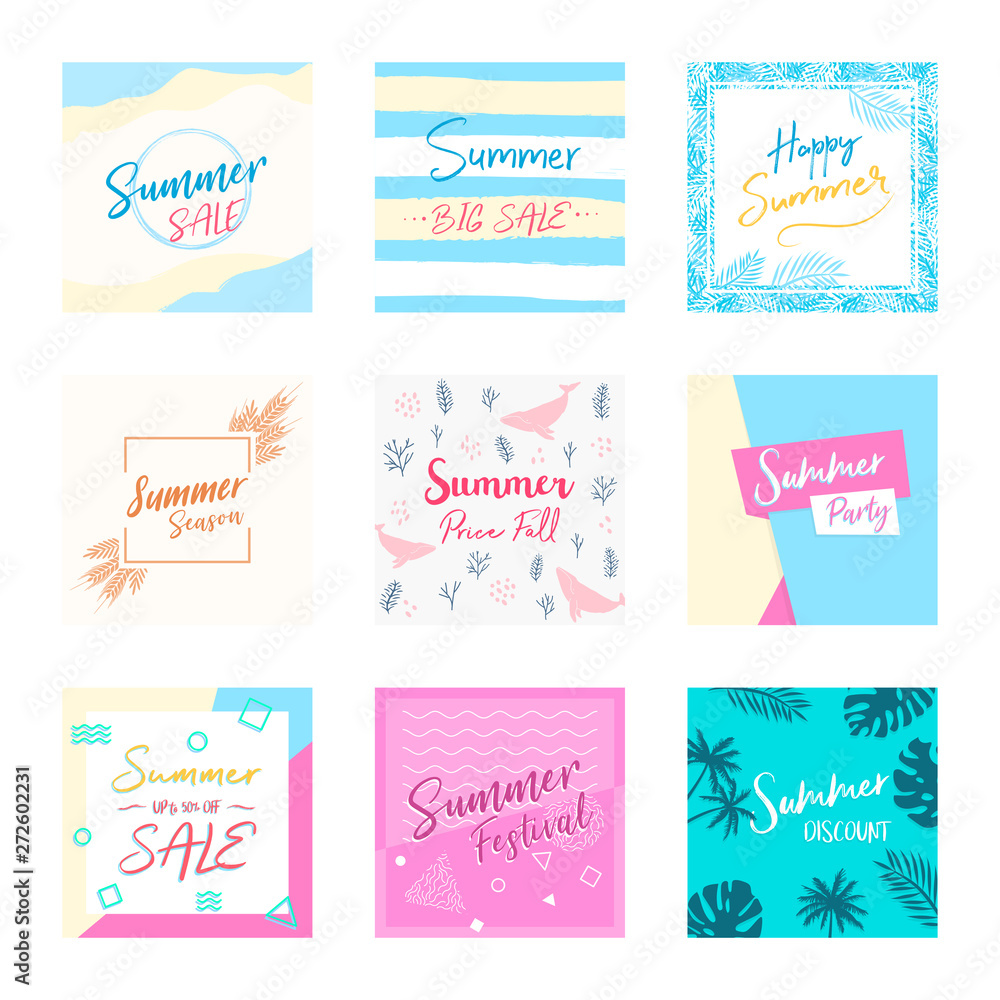 Summer Background Template Pack Set Summer Background Template Pack Set