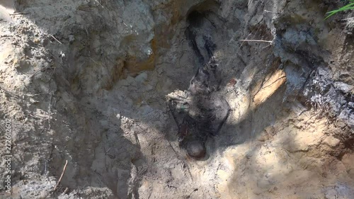 Exhumation is the act of digging up, especially a corpse. This is most often done to relocate a body to a different burial spot. 