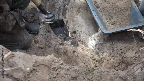 Exhumation is the act of digging up, especially a corpse. This is most often done to relocate a body to a different burial spot. 