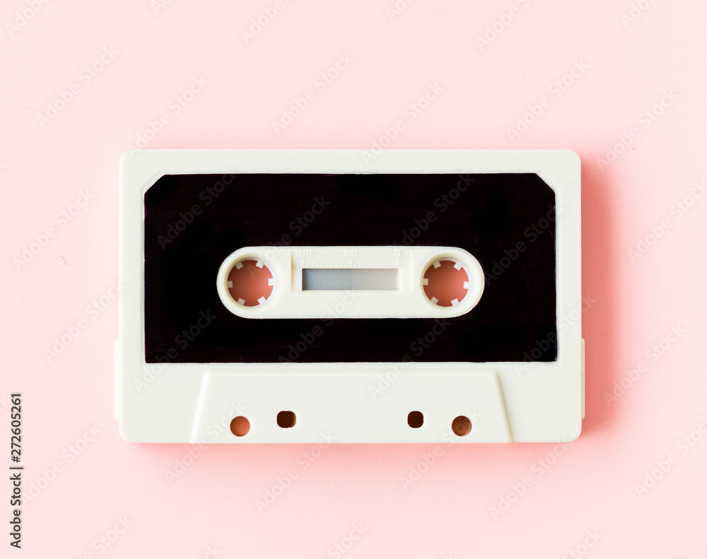 Cassette for tape recorder or walkman, in happy pastel colors - a symbol of 80s, 90s period