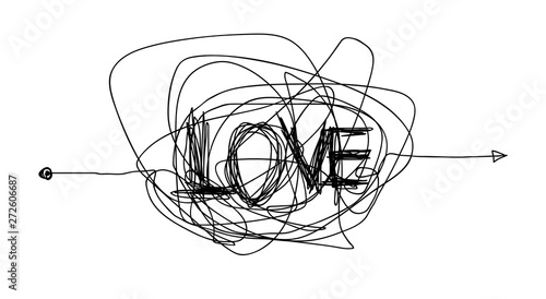Insane random line in the form of an inscription love.
