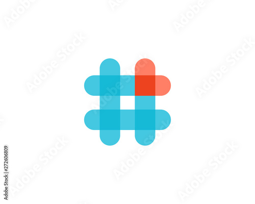 Hashtag symbol heart logo icon design template elements
