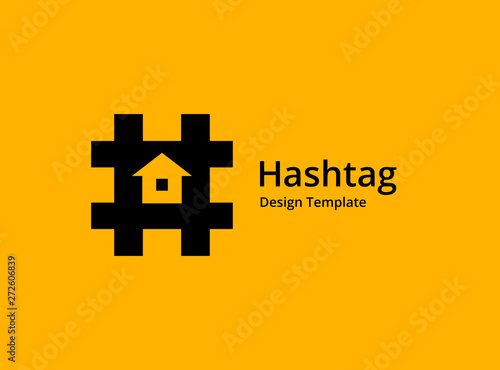 Hashtag symbol house logo icon design template elements photo