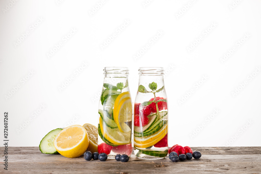 Smoothie ingredients in glasses Smoothie ingredients in glasses
