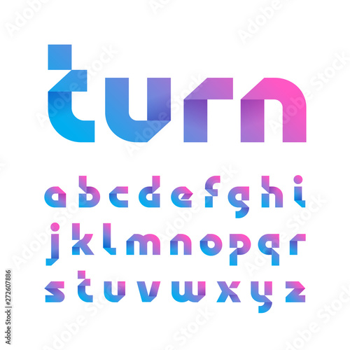 Paper font. Vector alphabet with fold effect letters.