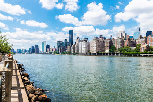 East River and the Manhattan skyline in New York City, USA