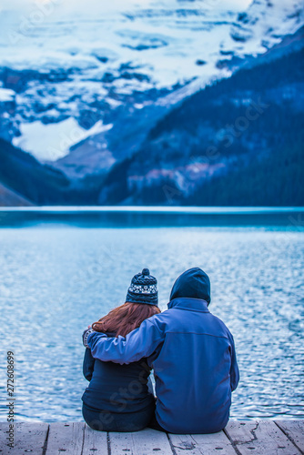 A couple at the Lake Louise