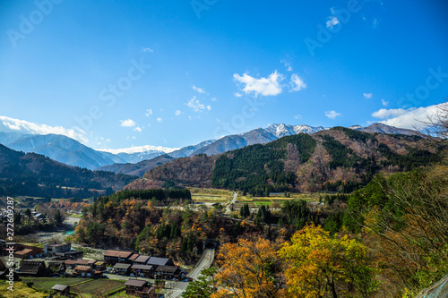 Shirakawa-go is a mountain village, the village's area is 95.7% mountainous forests, and the landscape scenery is beautiful surrounding the village