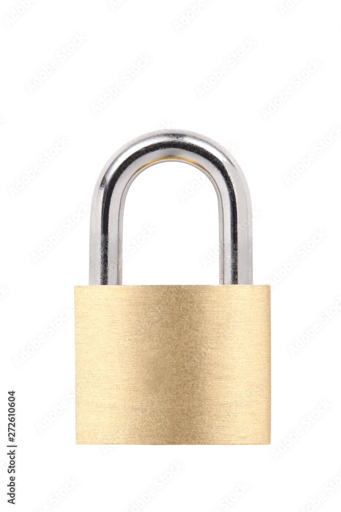 close metallic padlock isolated on white background with clipping path and copy space for your text close metallic padlock isolated on white background with clipping path and copy space for your text