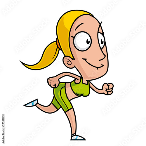 Cartoon illustration of a a woman runner