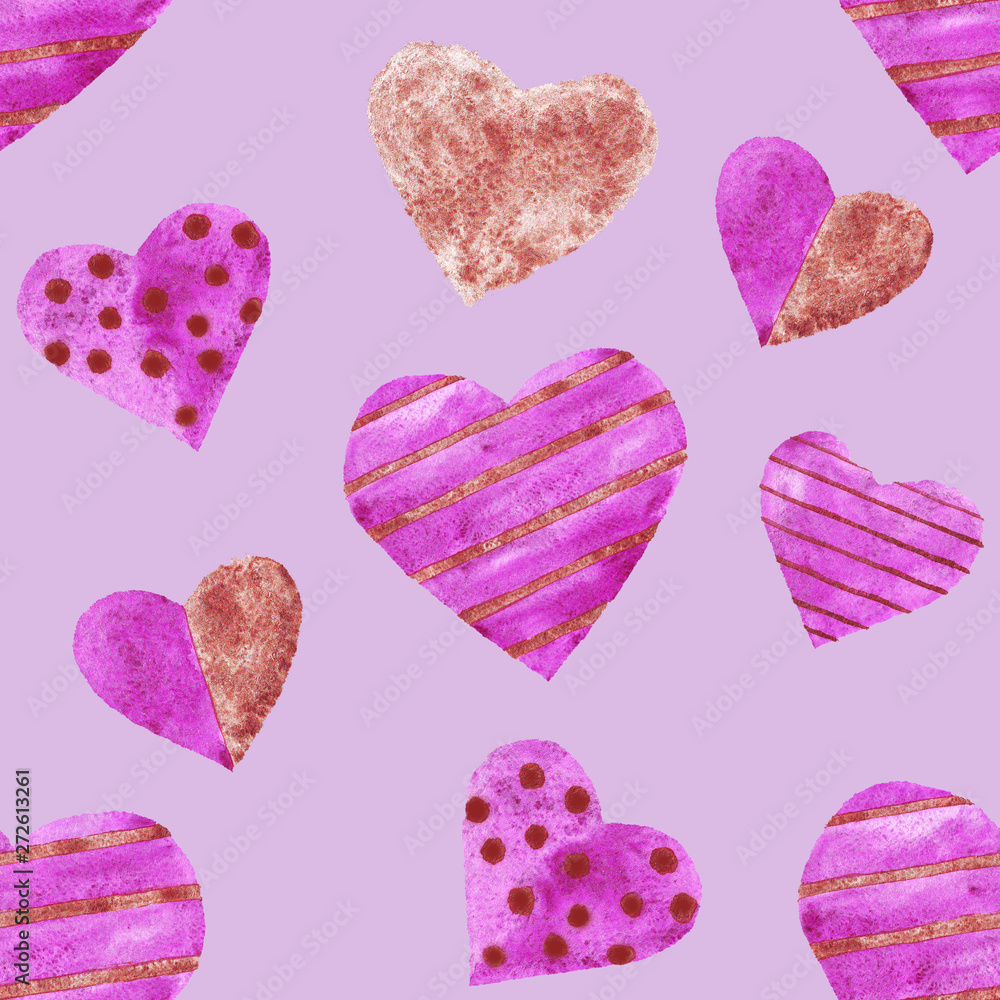 watercolor purple and cooper hearts seamless pattern love wedding valentine day watercolor purple and cooper hearts seamless pattern love wedding valentine day