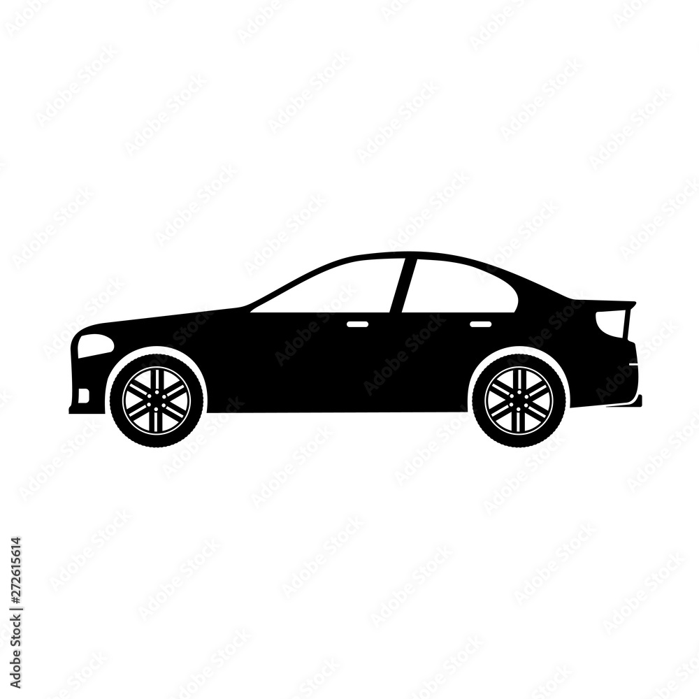 car black flat icon. vector illustration