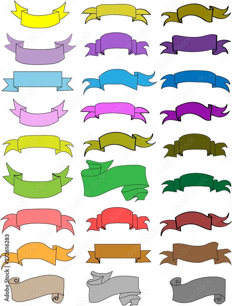 Set of colorful retro ribbons isolated on white. Vector illustration. Set of colorful retro ribbons isolated on white. Vector illustration.