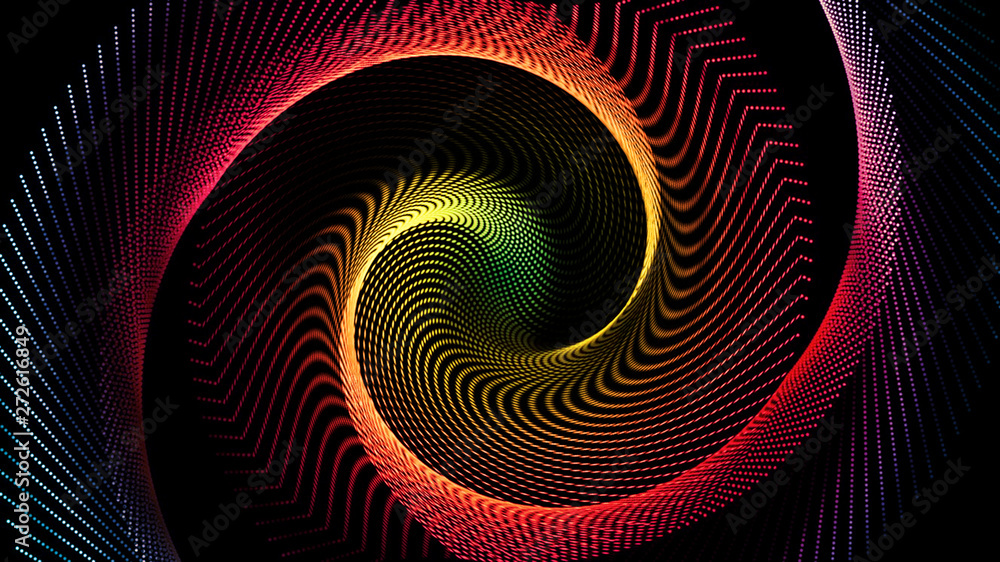 Abstract colorful futuristic shapes on black background
