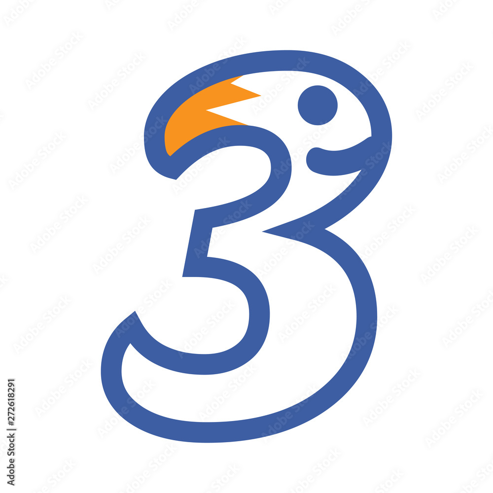 Number three icon stock, flat design. people and number icon Number three icon stock, flat design. people and number icon