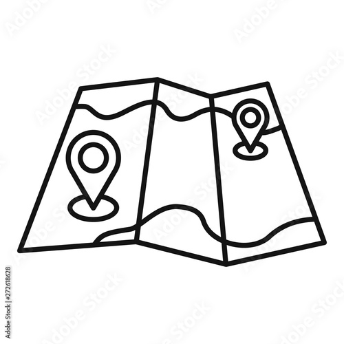 Paper map pin icon. Outline paper map pin vector icon for web design isolated on white background