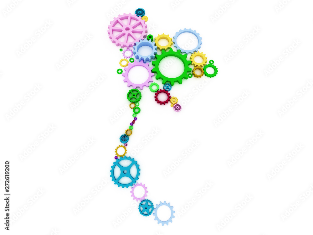 Cog map of Thailand 3d rendering on white background. Cog map of Thailand 3d rendering on white background.