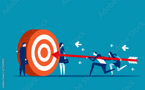 Business team goal achievement. Concept business vector illustration, Motivation, Support & Partner, Successful.