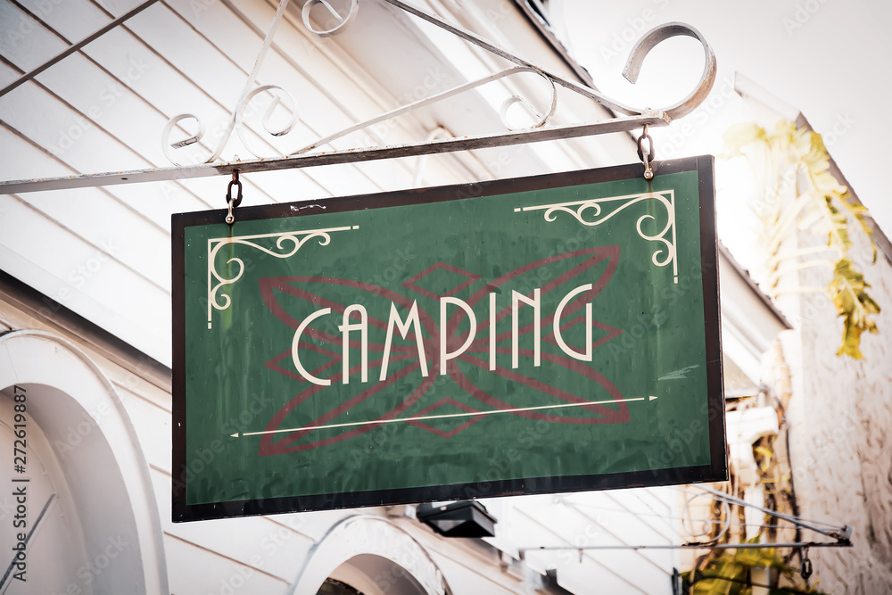 Fototapeta premium Street Sign to Camping