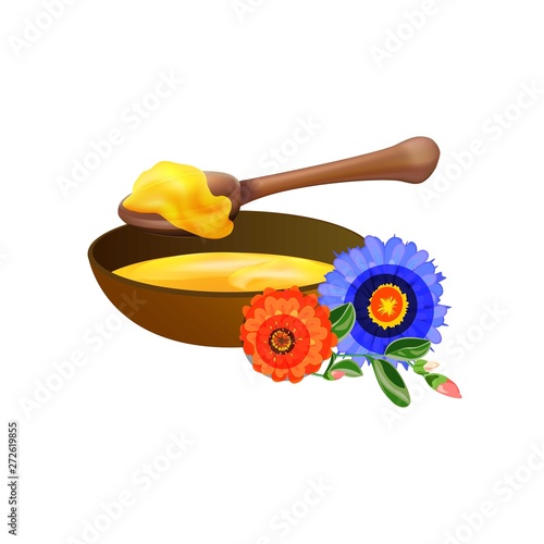 Plate with honey icon. Cartoon of plate with honey vector icon for web design isolated on white background