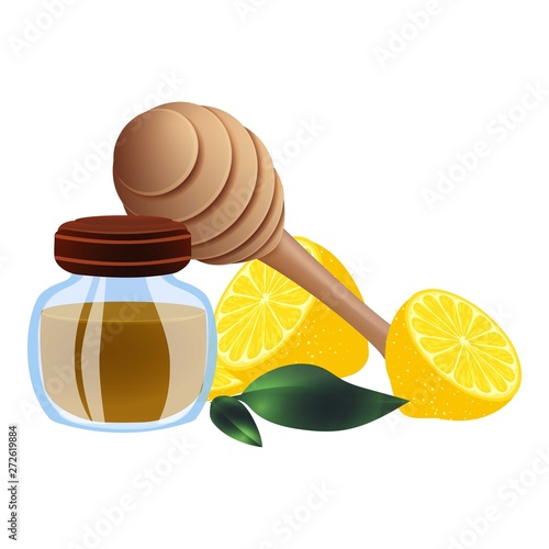 Propolis wood spoon lemon icon. Cartoon of propolis wood spoon lemon vector icon for web design isolated on white background