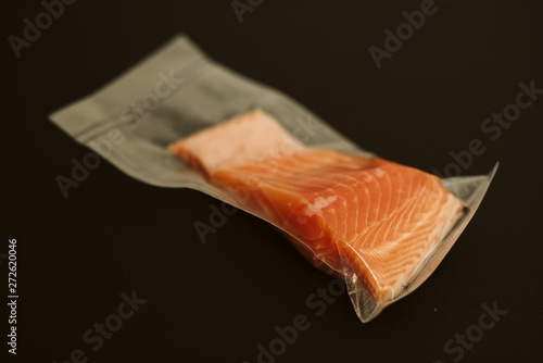 Fresh packs of raw fish in the package