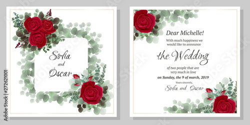 christmas card with holly and red berries