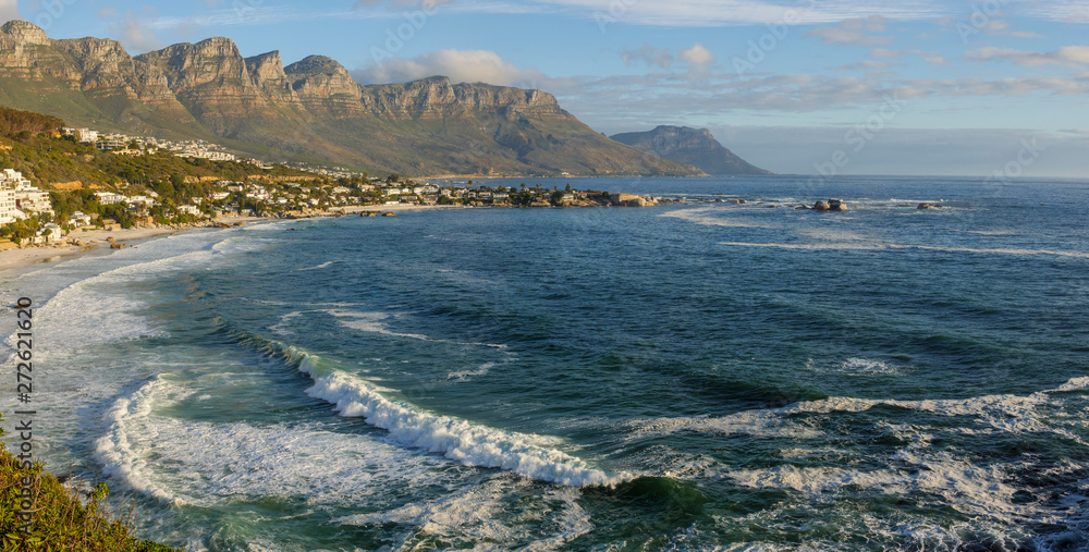 Glorious coastal view along Cape Town's Western Seaboard towards Clifton, Camps Bay and 12 Apostles. Cape Town. Western Cape. South Africa