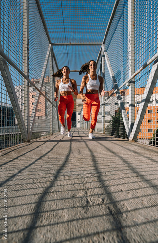 Professional runners in the street.