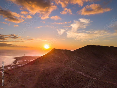 Sunset at Volcano Montana Roja de Playa Blanca, Lanzarote, Spain 2019
