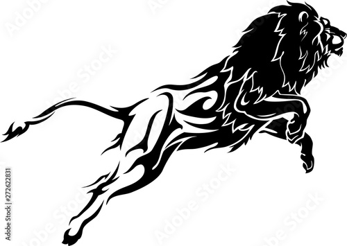 Leaping Lion, Abstract Flame Lower Body