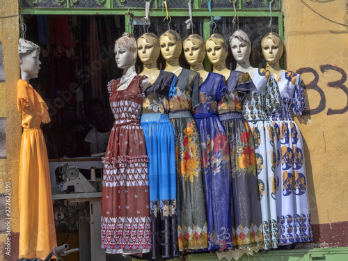 Offer clothes in small shops in Axum, Ethiopia